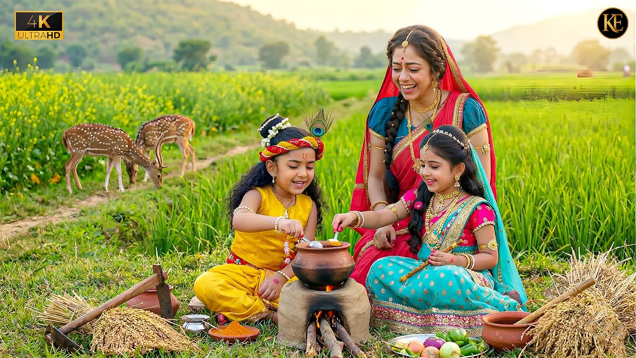 बाल कान्हा और राधा को भोजन बनाते देख खुश हुई यशोदा मैया || यशोमती मईया के नंदलाला || Krishan leela