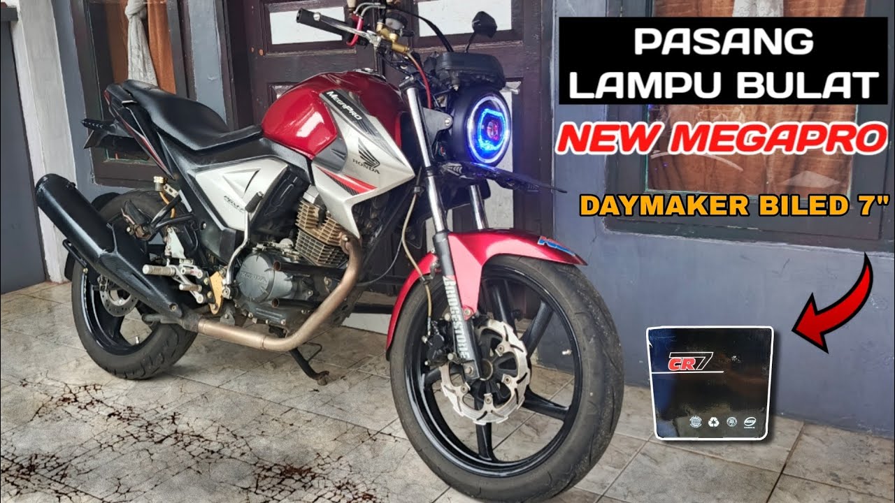 MODIFIKASI LAMPU BULAT DAYMAKER MEGAPRO FI‼️TAMPILAN RETRO MODERN CAHAYA BILED‼️