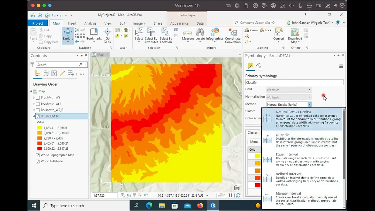 arcgis pro raster symbology