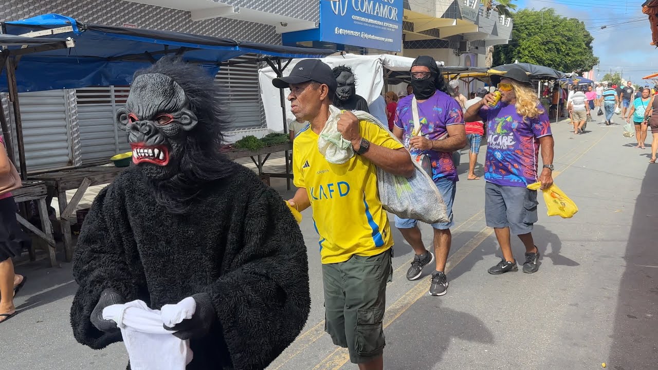 Papangus de araruna fazendo o esquenta de carnaval 2026 na feira livre