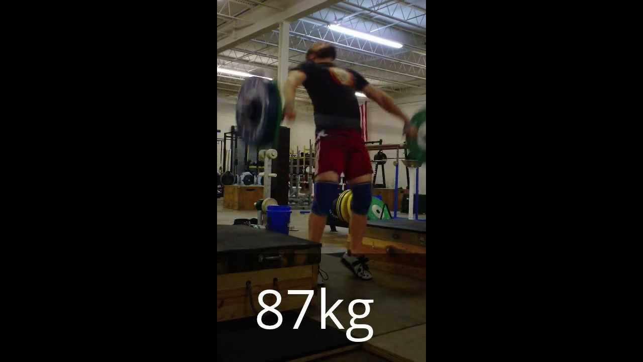 Scott Barbee, 77kg BW. Dec 3rd Snatch session (block work; single heavy and triples)