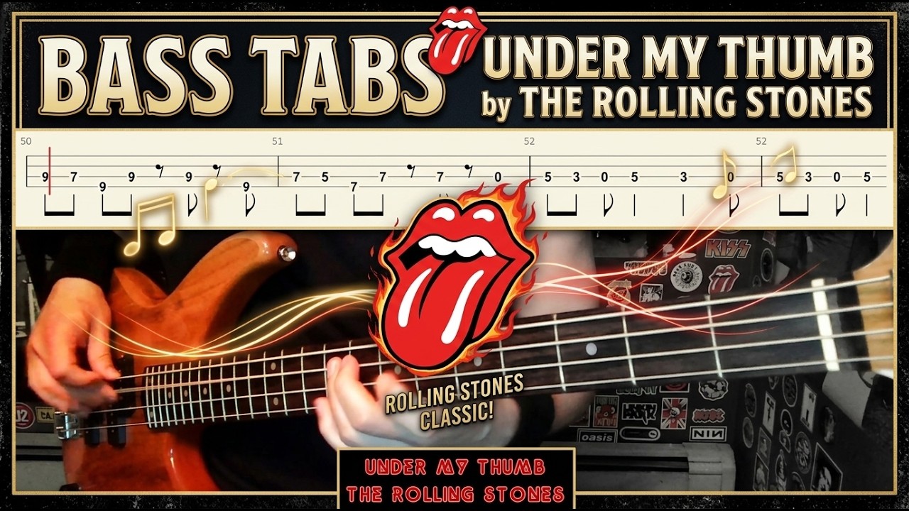 Under My Thumb by The Rolling Stones - Bass Cover with Tabs Play-Along