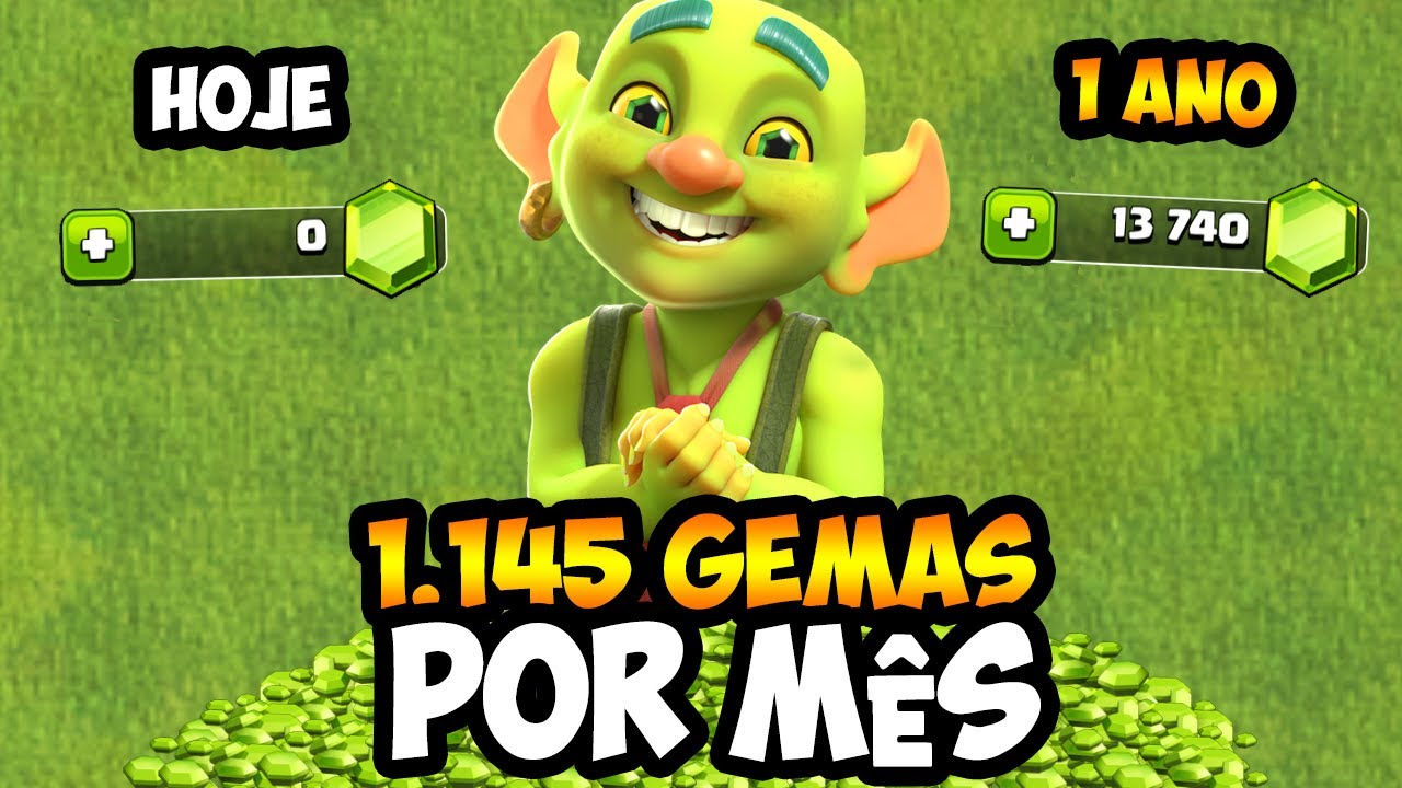 COMO GANHAR 1.145 GEMAS DE GRAÇA POR MÊS NO CLASH OF CLANS?