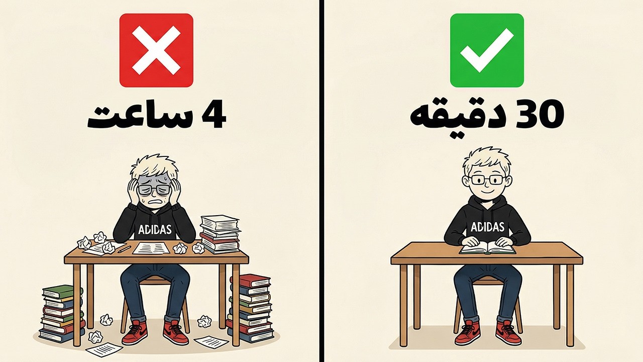 «روش مطالعه مؤثر: کمتر درس بخون، بیشتر نتیجه بگیر! (واقعی)»