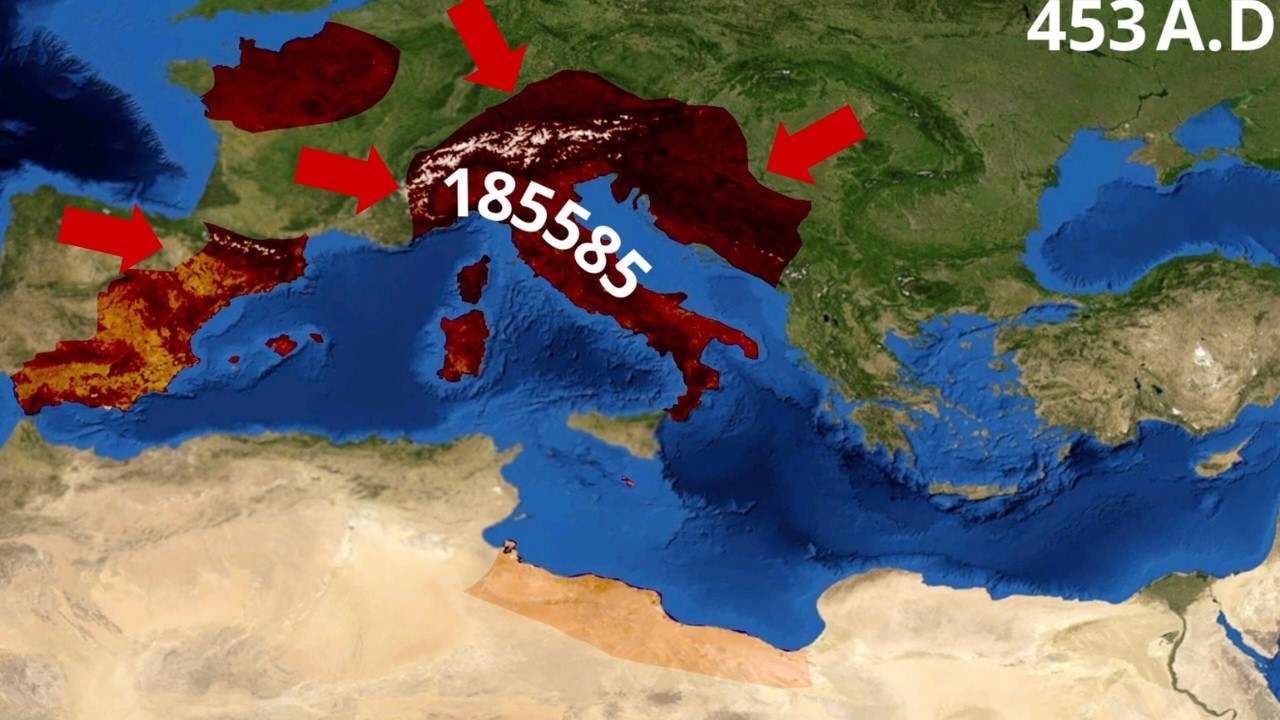 The fall of Rome Mapped with army sizes