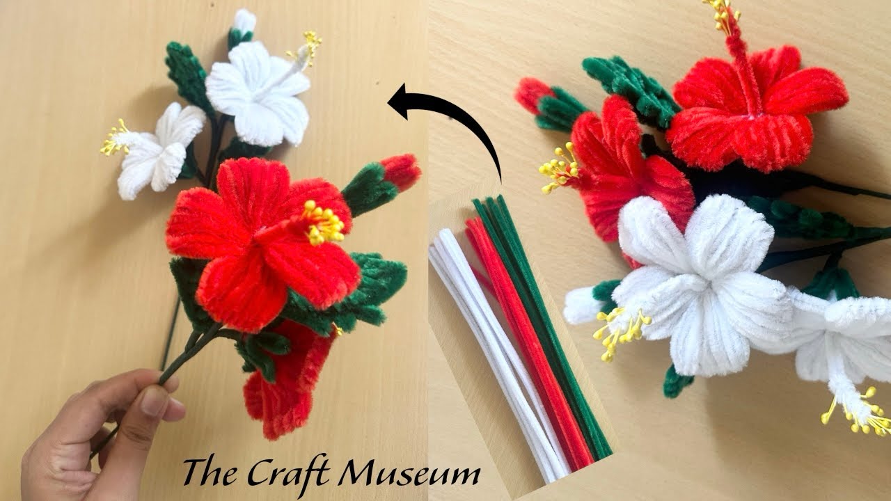 DIY Hibiscus flower with Pipe Cleaners | How to make flower with pipe cleaner | Craft Ideas