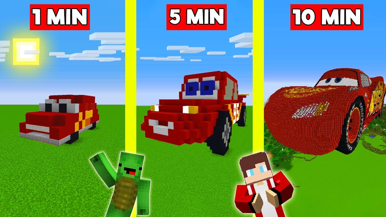 McQueen Build Battle In Minecraft - NOOB VS PRO CHALLENGE - Maizen Mizen Mazien Parody