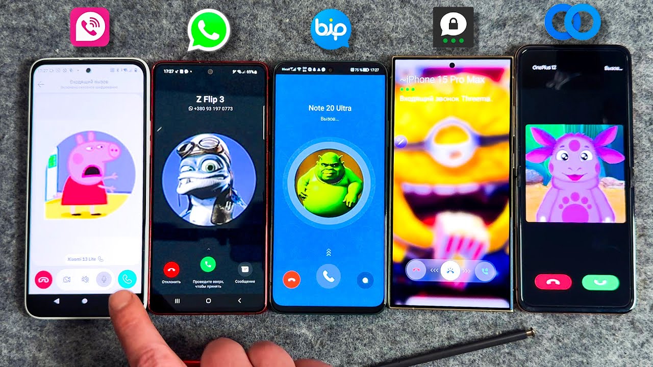TeleGuard HTC Vs WhatsApp Note 10L Vs Twinme Razr Vs Huawei BiP Vs S24U Threema Incoming Call