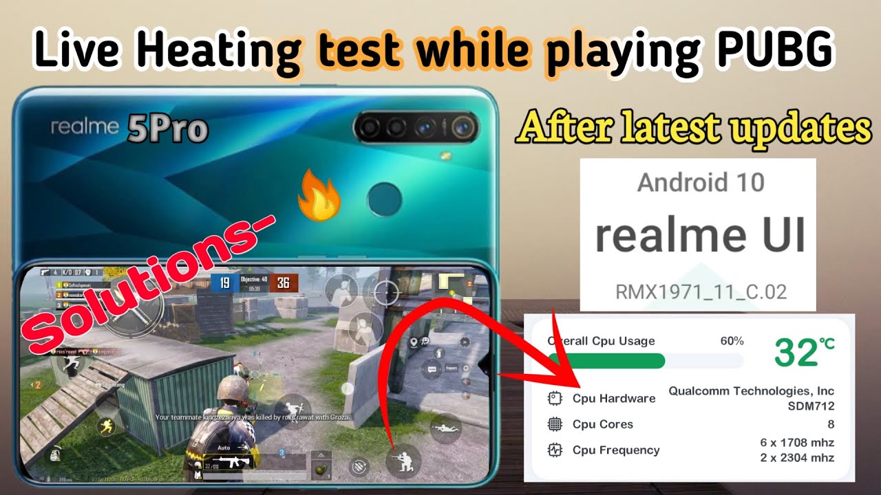 Realme 5pro Heating Test While playing PUBG .after latest UI update.