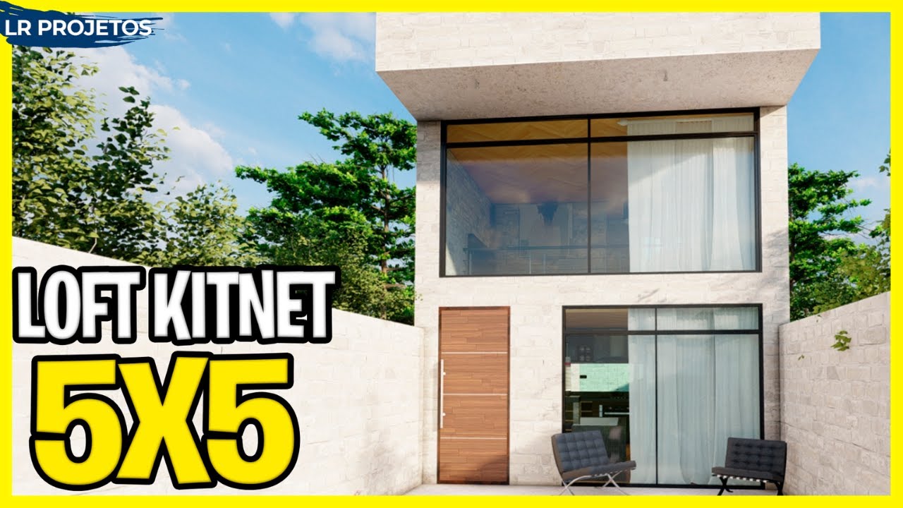 Loft rústico e moderno medindo 5x5 em um terreno de 5x15