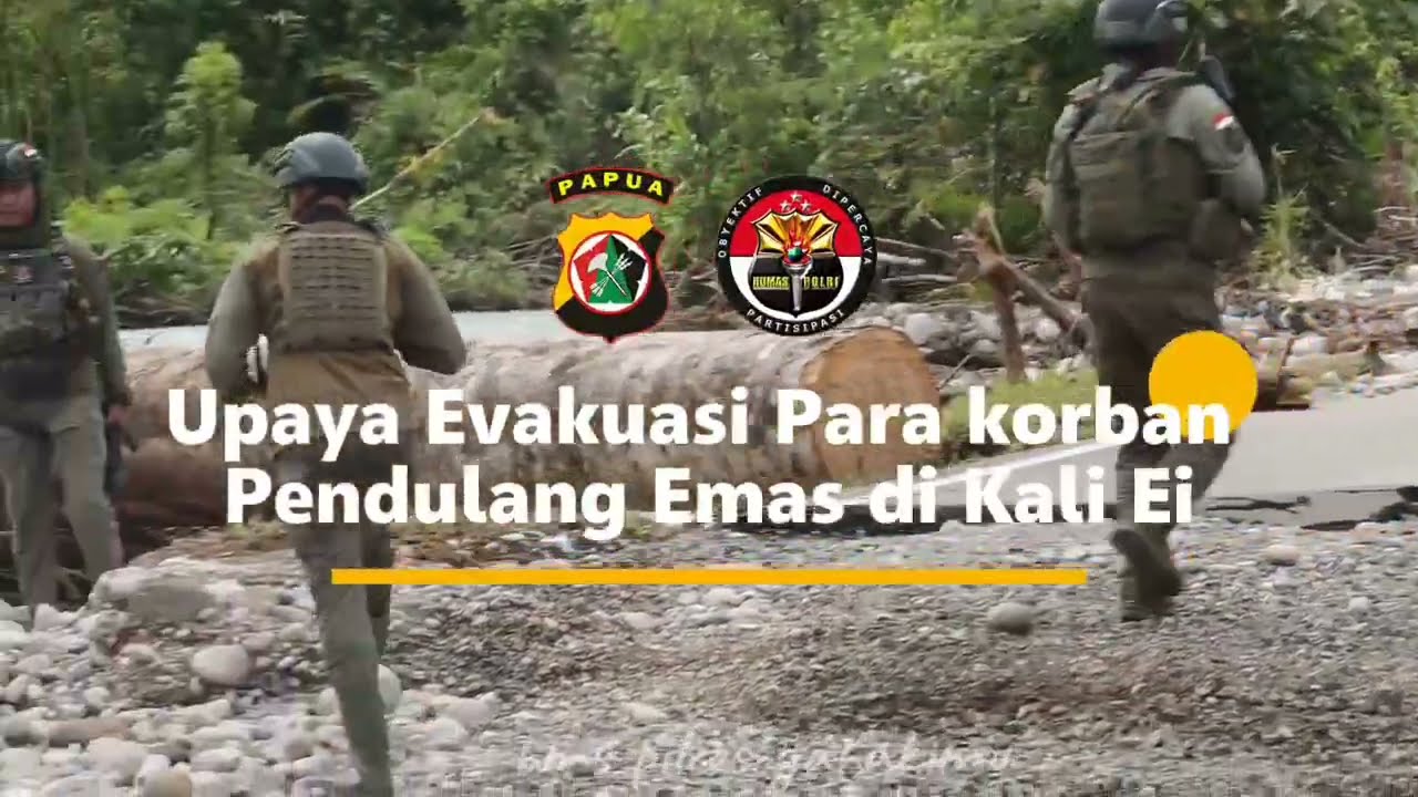 PROSES EVAKUASI KORBAN KKB TERTUNDA  BANJIR LUAPAN KALI KABUR-DEKAI