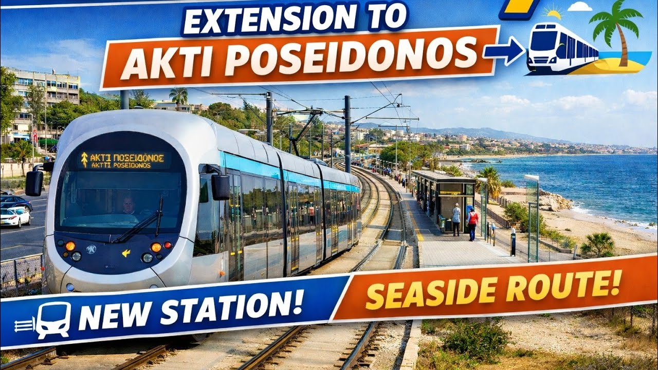 Athens Tram Line 7 Extension to Akti Poseidonos | New Tram Stops & Route