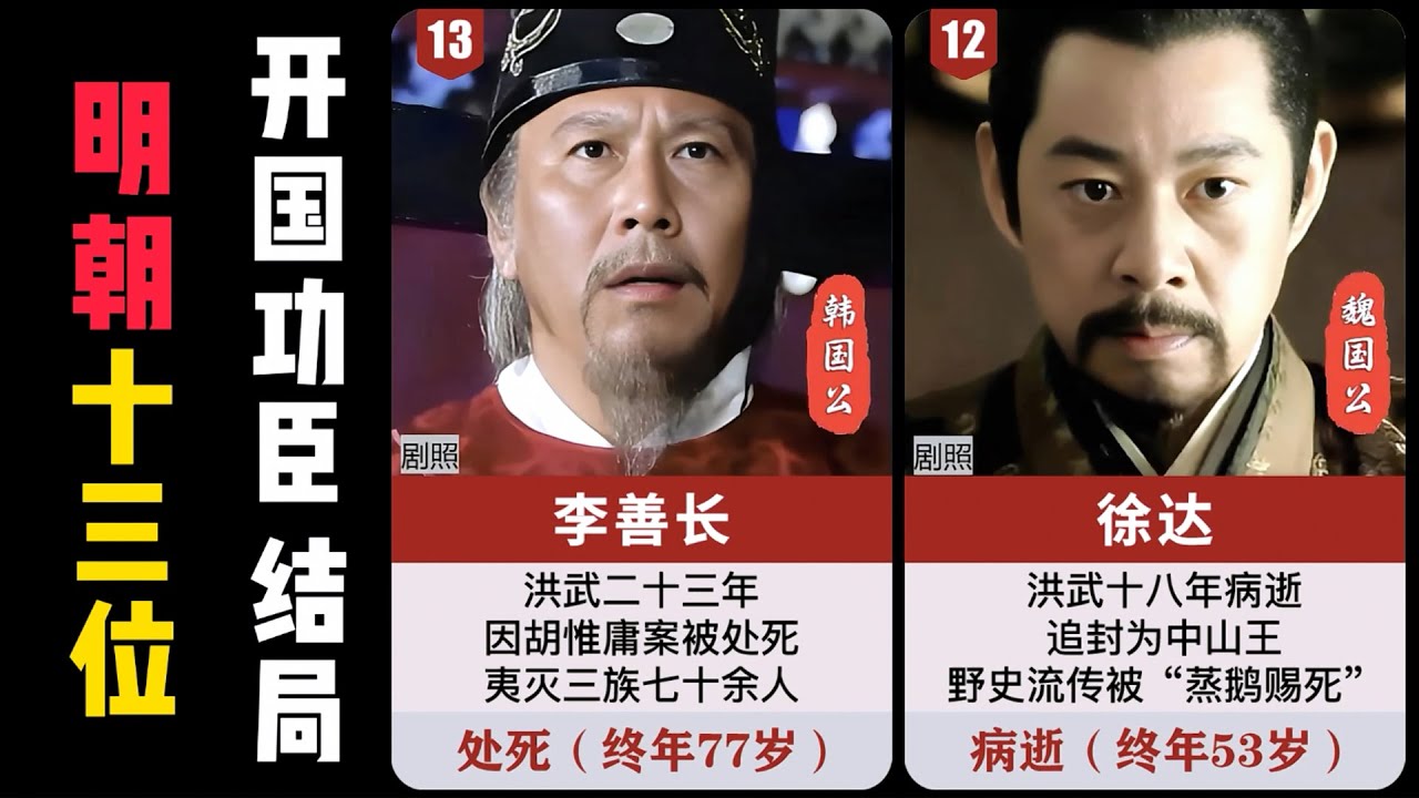 明朝开国功臣结局