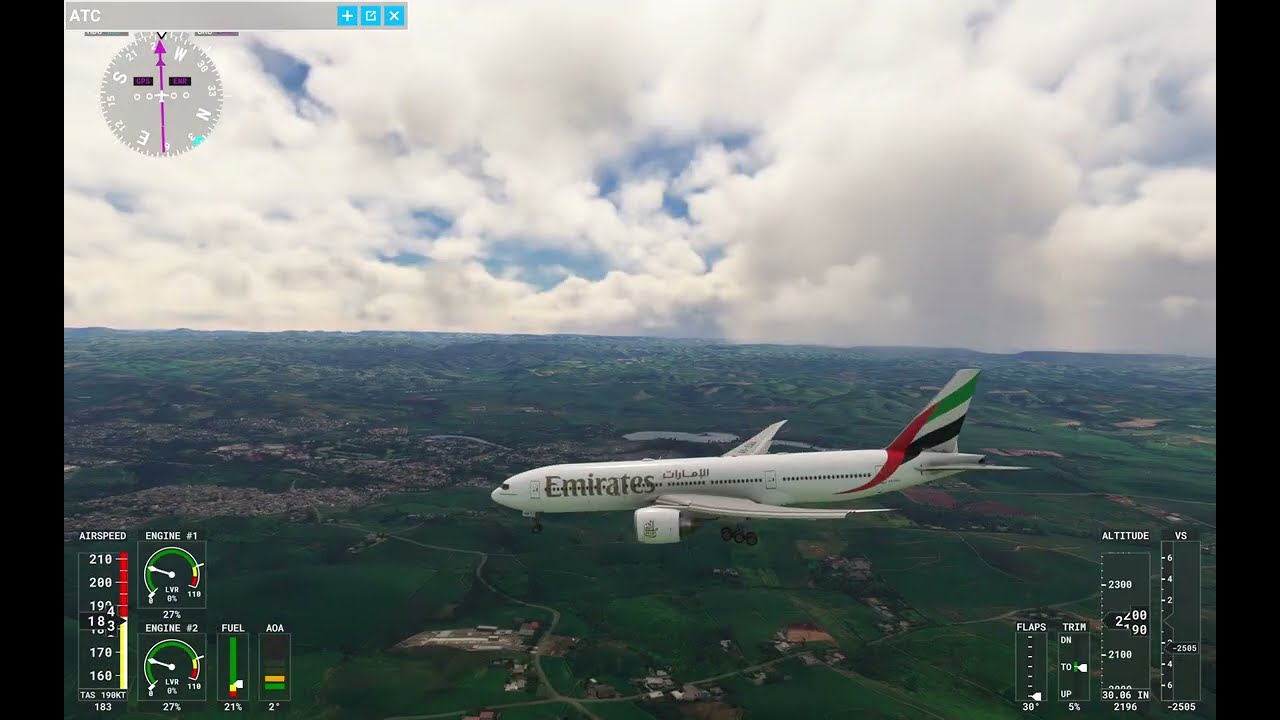 Microsoft Flight Simulator 2020: Emirates Boeing 777-200 ~ EK775 ~ approach and landing into Durban