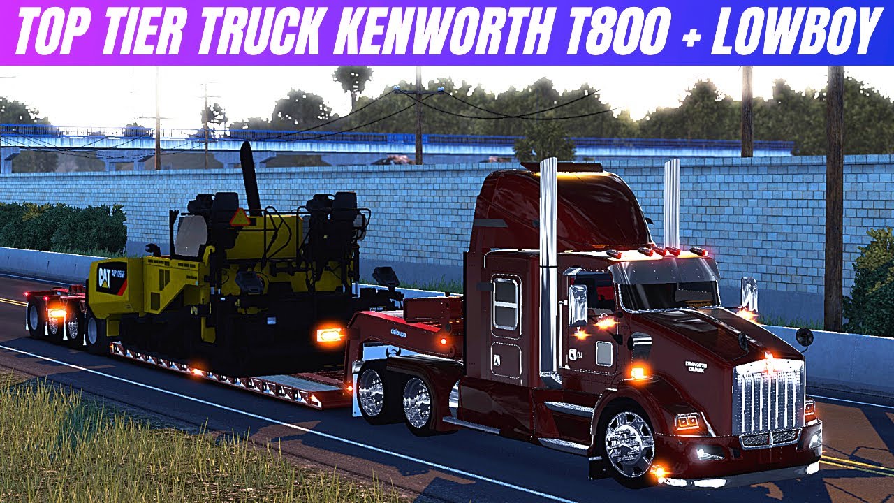 American Truck Simulator | CUSTOM KENWORTH T800 + LOWBOY  [ATS 1.40]