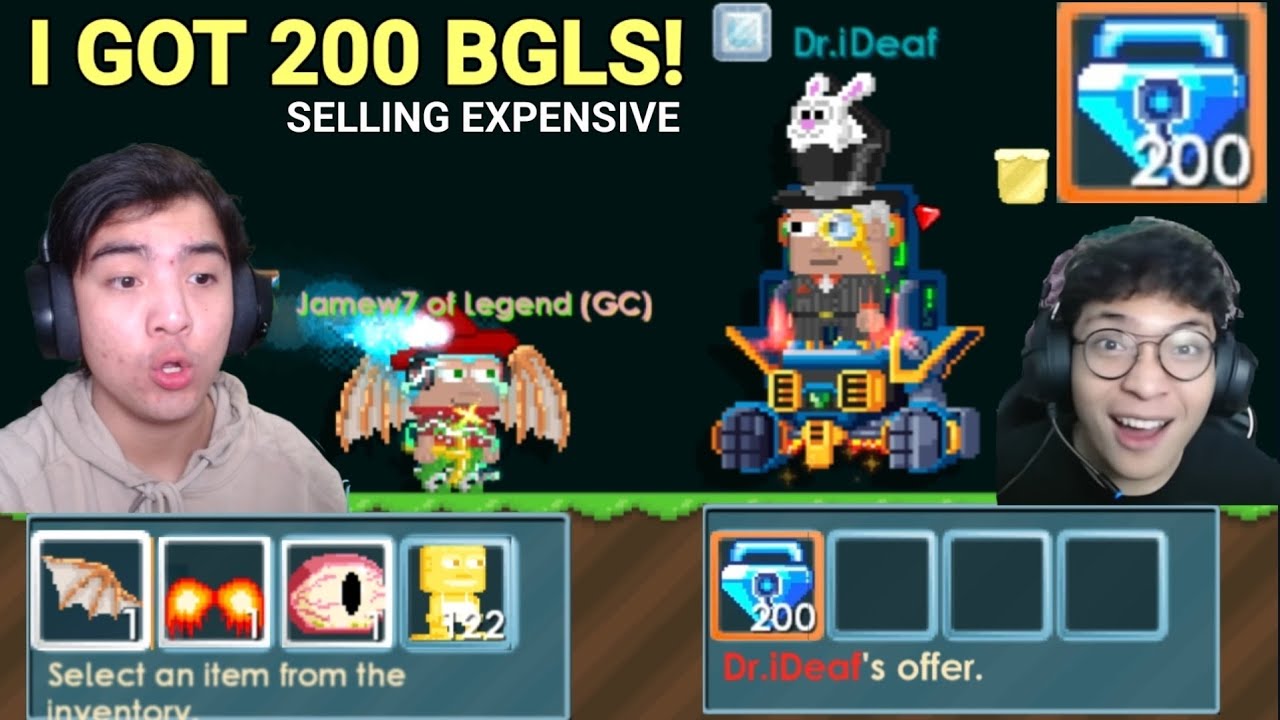 SELLING All My EXPENSIVE Items!! + (I GOT 200 BGLS!) OMG!! - Growtopia
