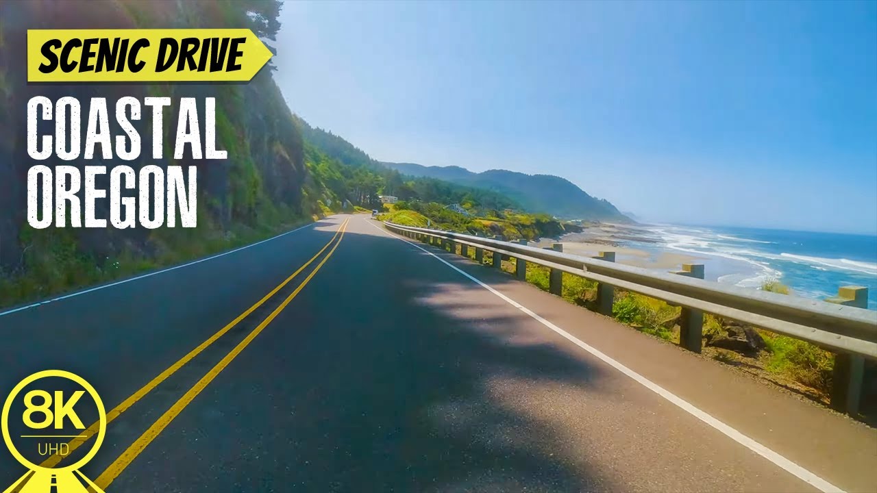 8K HDR Scenic Roads of Coastal Oregon - Summer Drive with Ocean Views & Real Sounds