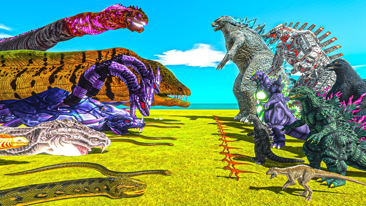 Shin Godzilla & Giant Snakes vs Godzilla Monster Team