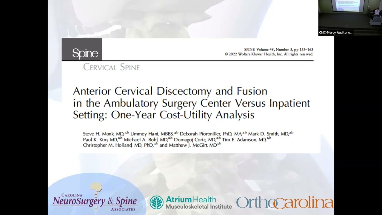 Cost Utility of Ambulatory Spine Surgery   S  Monk MD