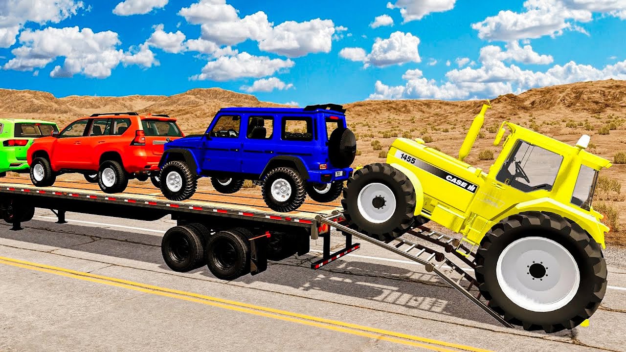 Flatbed Truck Mcqueen | Transportation with Truck - Pothole vs Car #2 - BeamNG.Drive