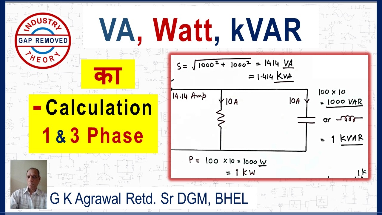 Watts, KVAR, VA and power factor का calculation & example, in Hindi