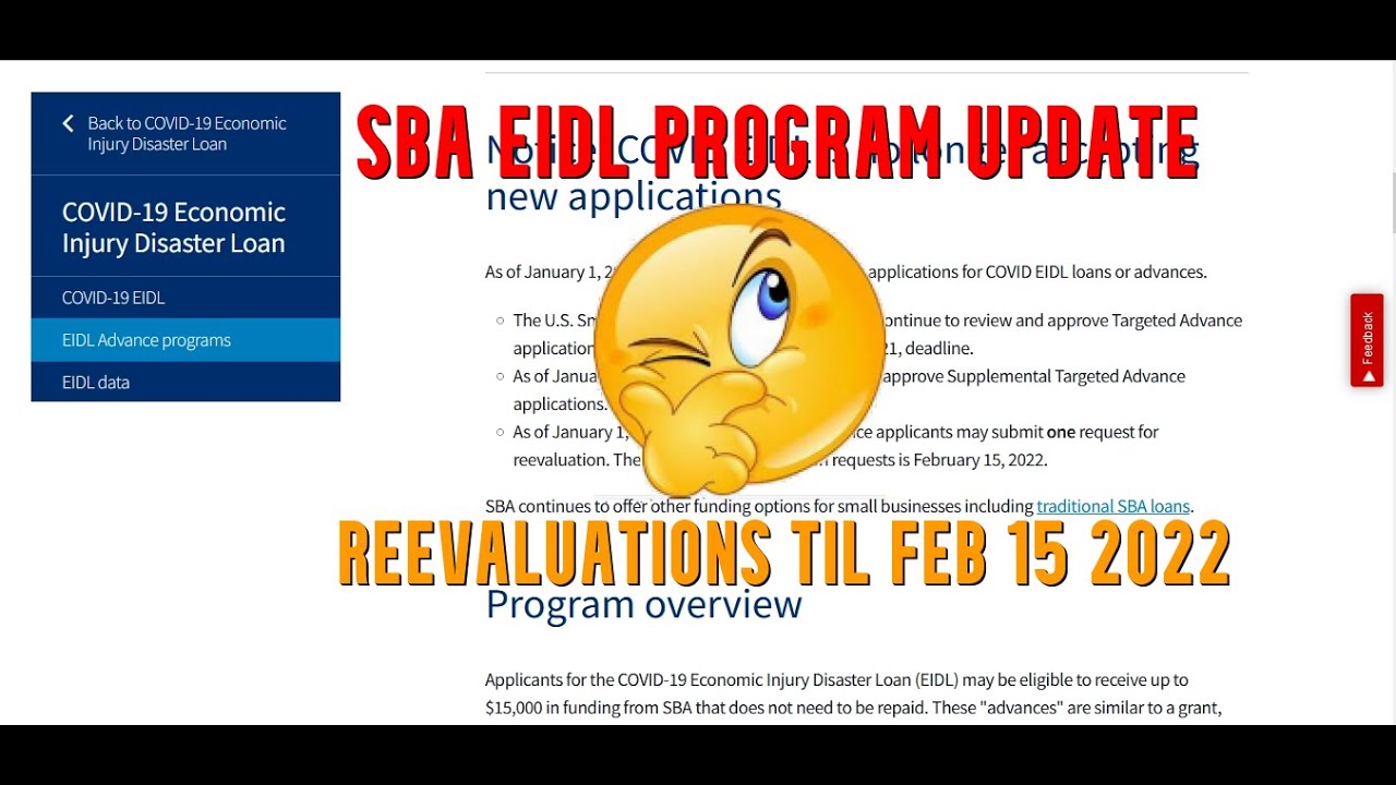 ❗UPDATE SBA EIDL Program Declined 💲10000 Targeted Advance Grants ReEvaluation til February 15 2022
