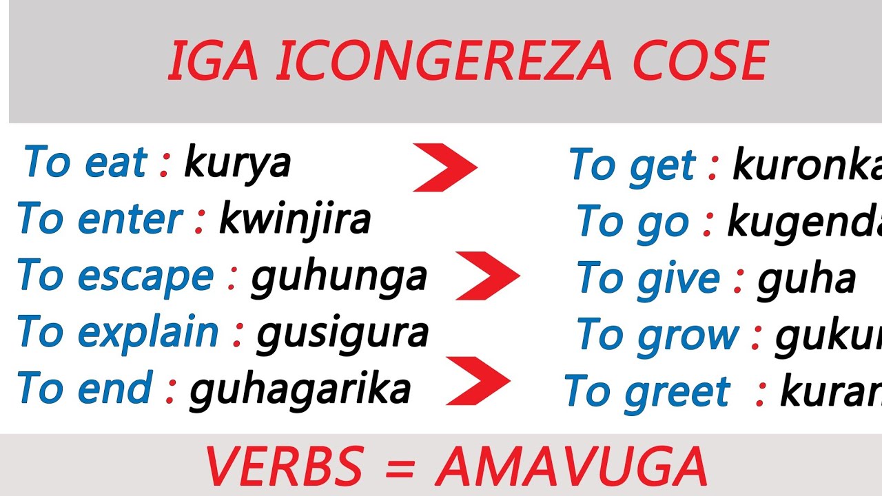 English kirundi kinyarwanda verbs in English let's learn English