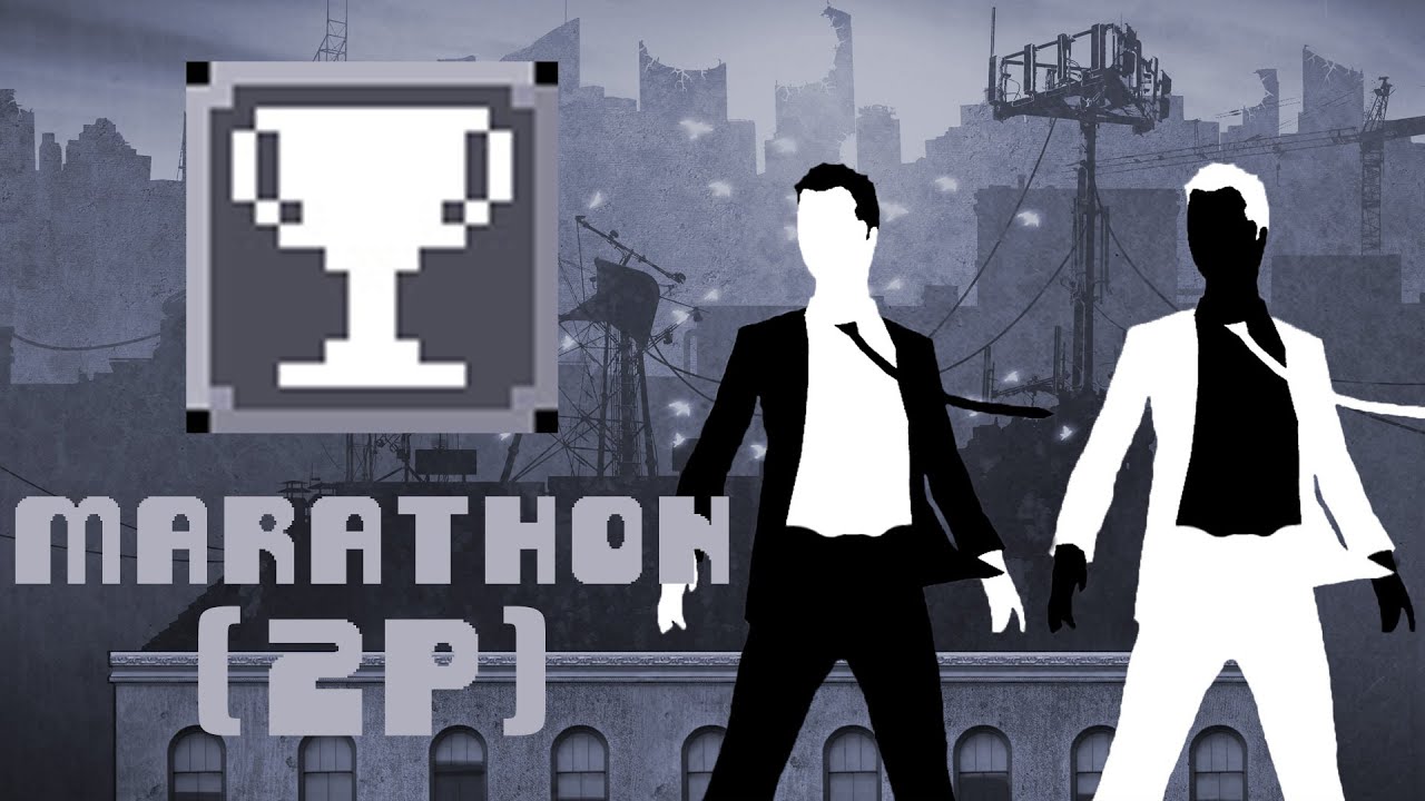 Run 42195 combined meters as two players at once ▶ Marathon (2P) achievement ▶ Canabalt