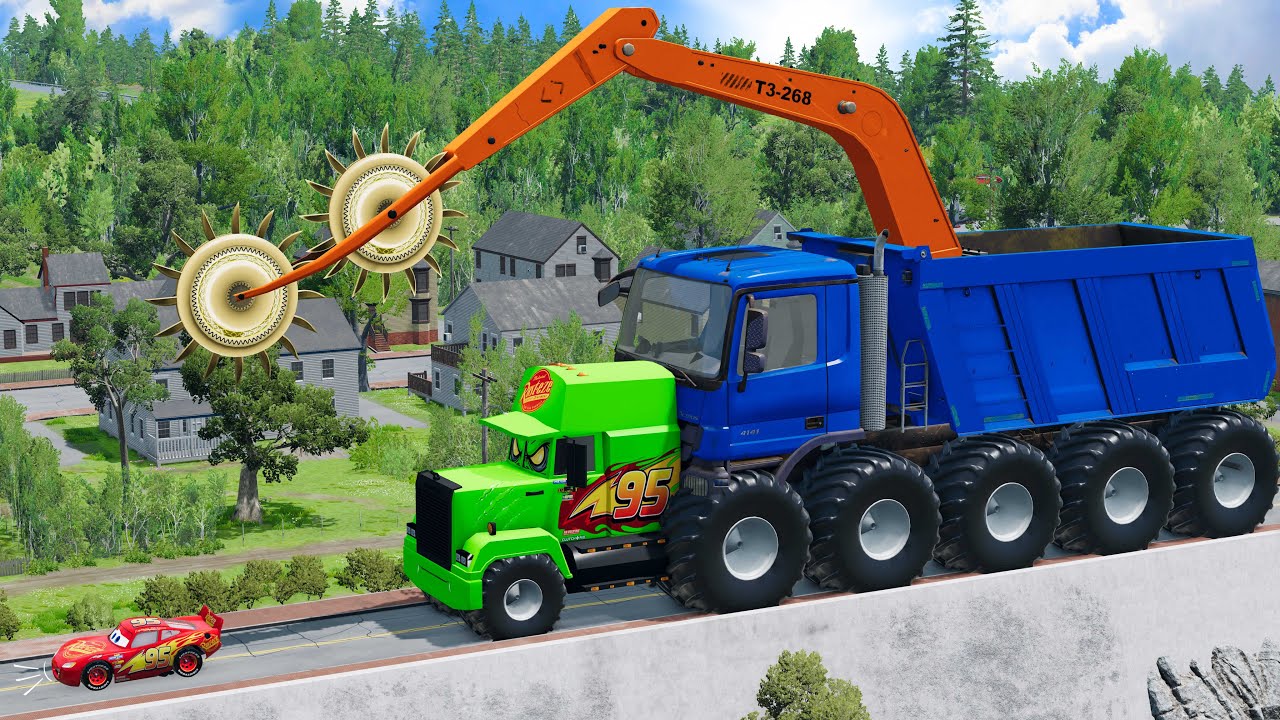Giant CRUSHER DOZER McQueen Truck Eater VS Cars Lightning McQueen Escape Monster Beamng Drive #1