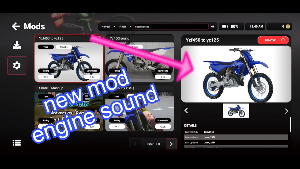 cara pasang mod di game smx Supermoto vs motocross game motocross android