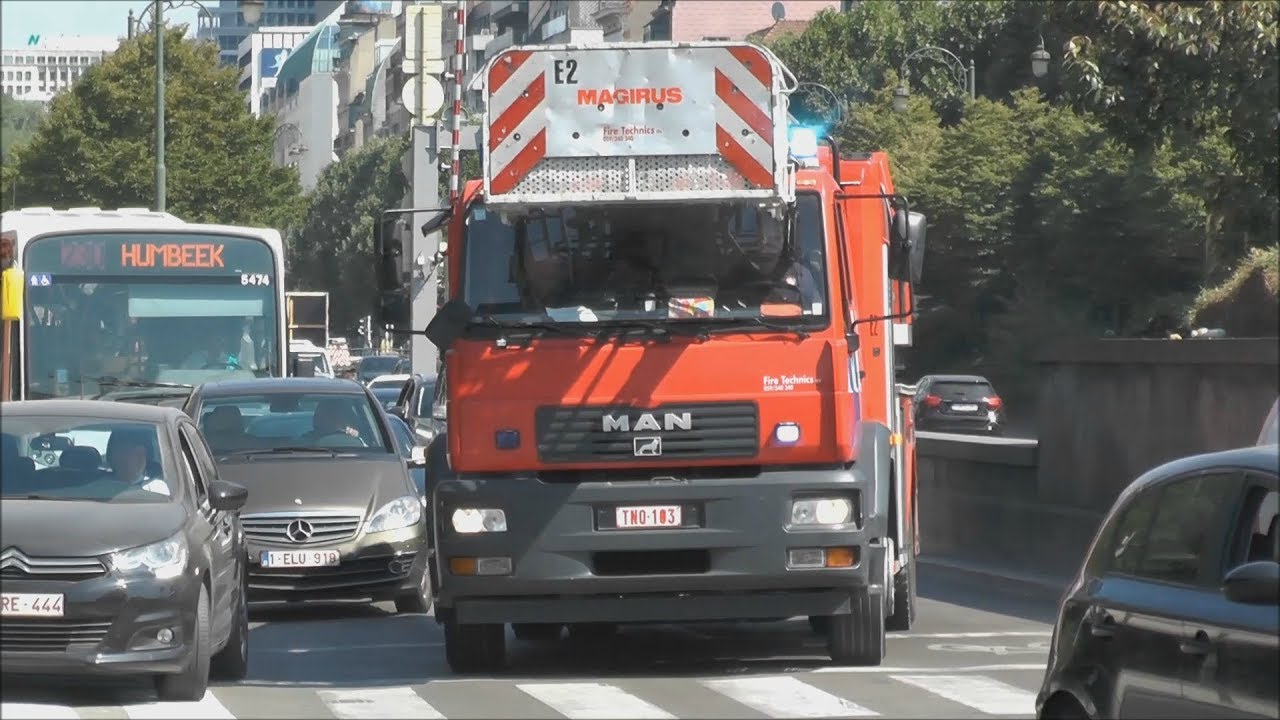 Brussels Fire Department responding with Lights and Sirens in Heavy Traffic! #814