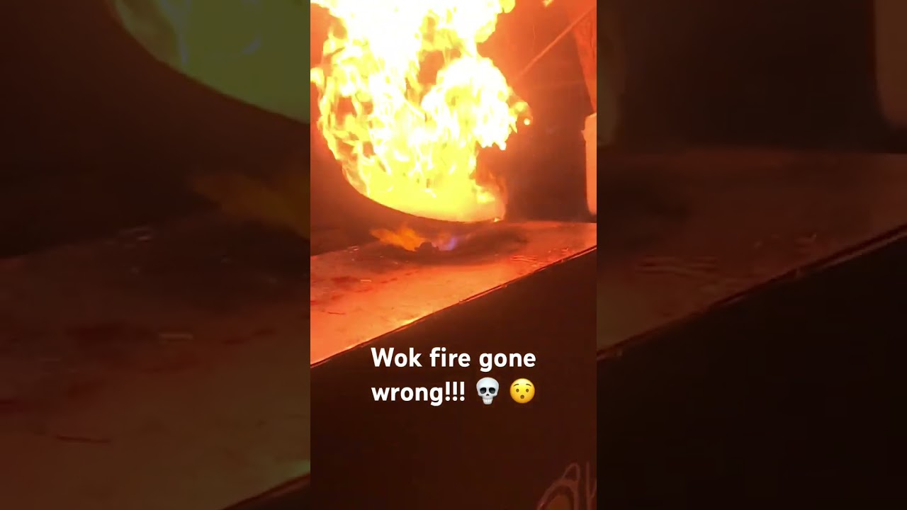 Restaurant accidentally catches on fire while doing the wok trick. #fire #flame