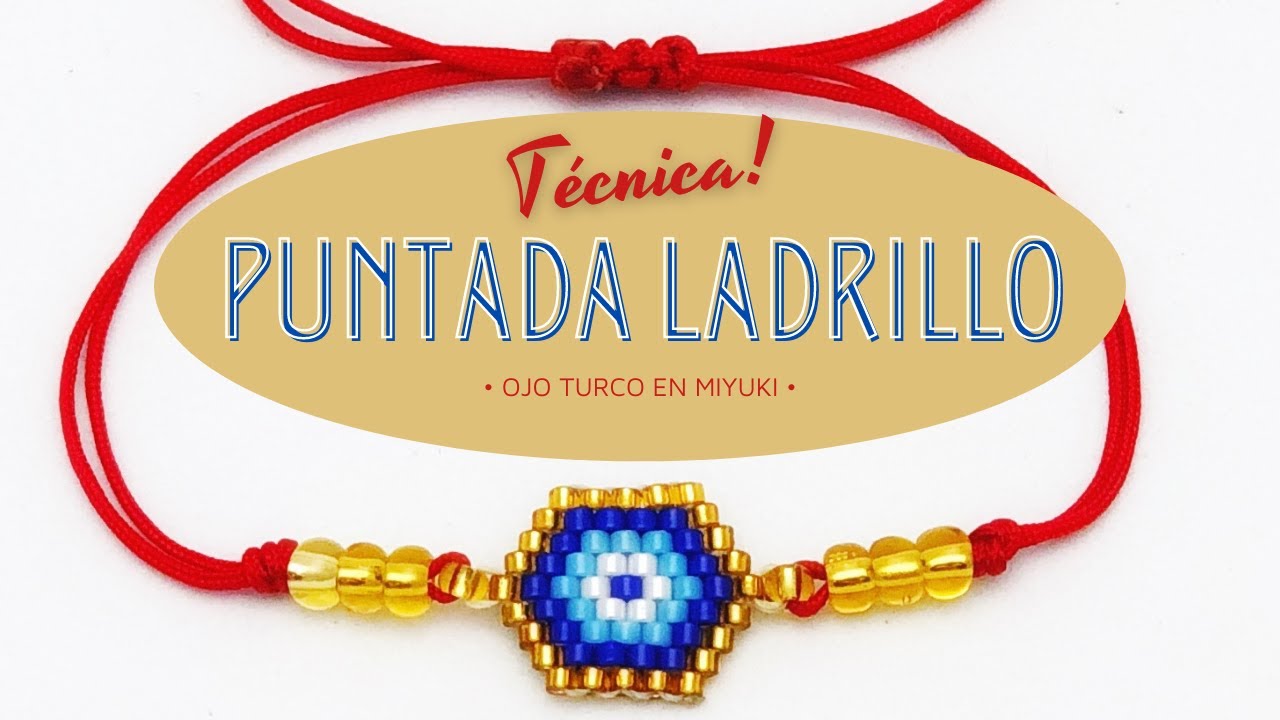 Dije de OJO Turco en MIYUKI | Tejido en MOSTACILLA, puntada ladrillo