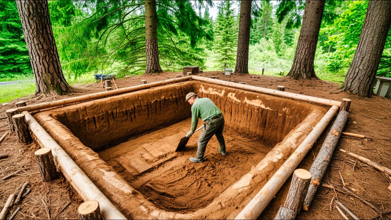 He Spent $800 and Builds a Secret Underground Log Dugout in the Forest ( by ‪@KopauKakXo4u‬ )