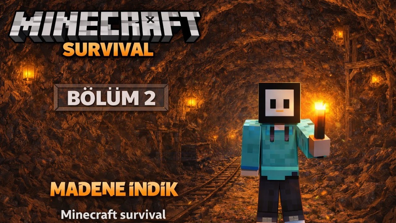 Minecraft Survival Bölüm 2 | Madene İndik VE Elmas Bulduk!!!