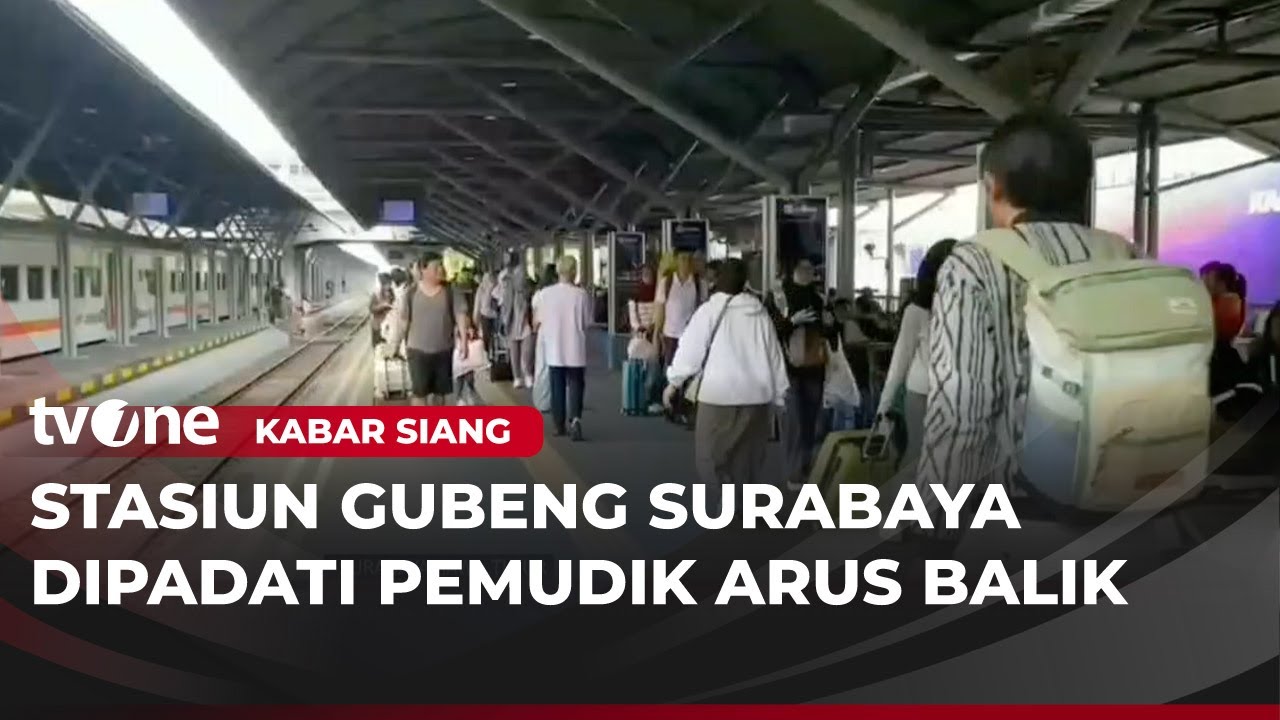 Penumpang Arus Balik Padati Stasiun Gubeng Surabaya | Kabar Siang
