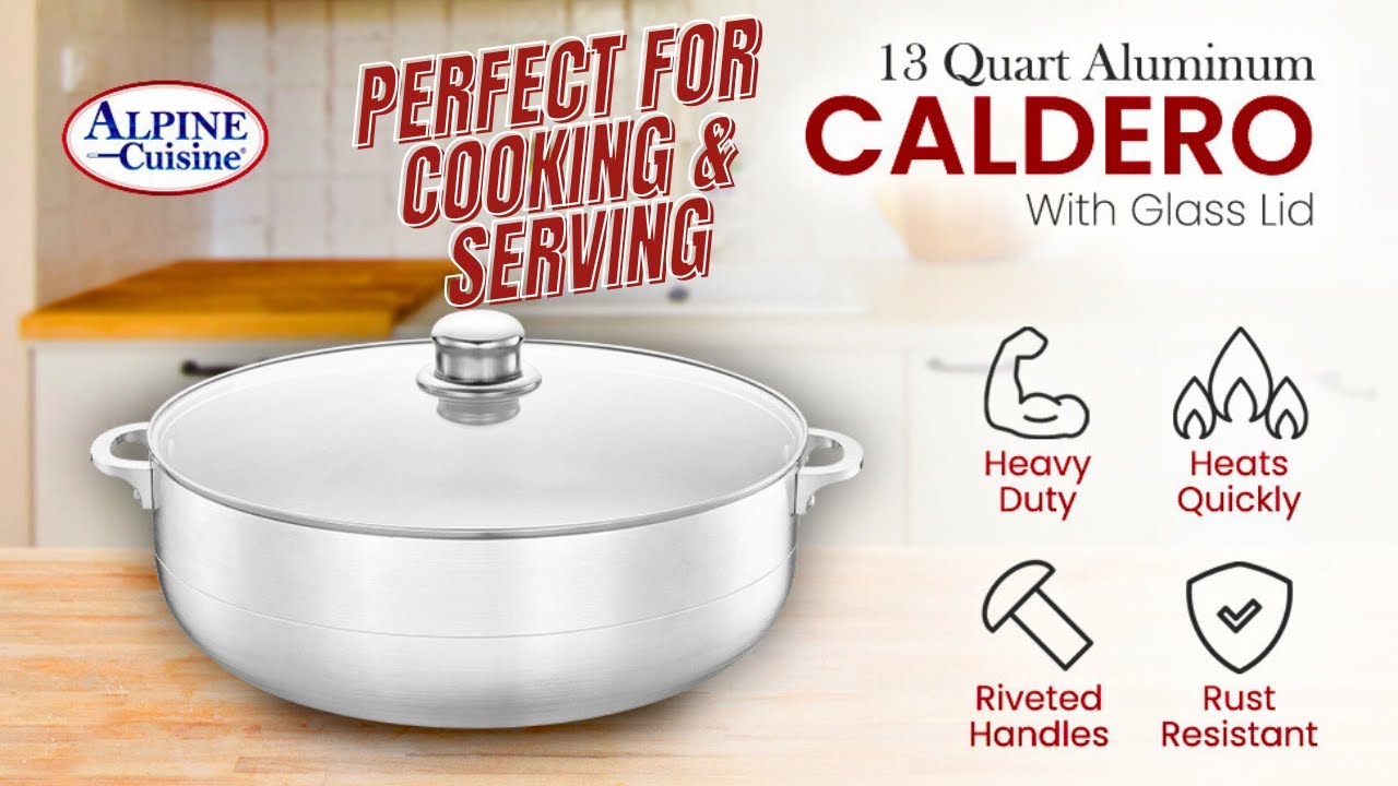 Alpine Cuisine 13-Quart Aluminum Caldero Stock Pot: Perfect for Cooking & Serving