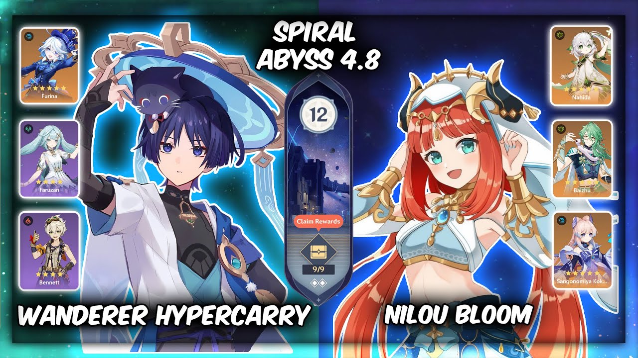 C6 Wanderer Hypercarry & C0 Nilou Bloom | Spiral Abyss 4.8 | Genshin Impact