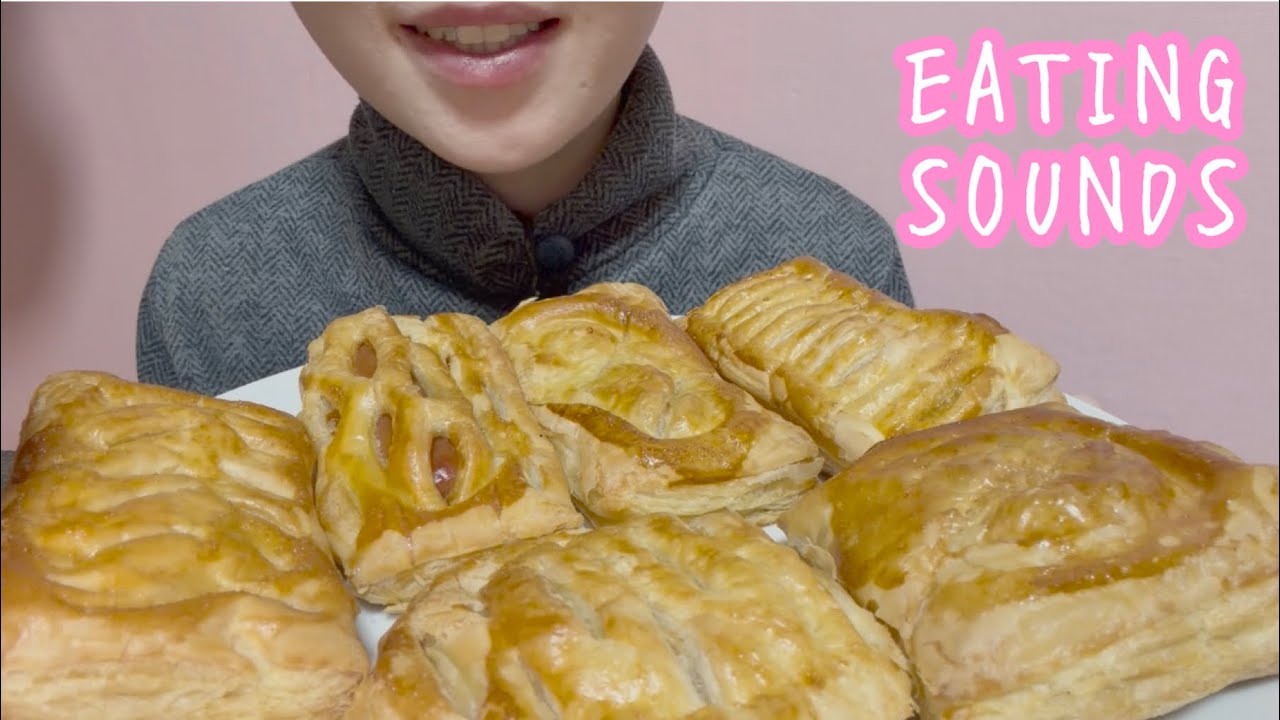 《Eating sounds/咀嚼音》ミスタードーナツのパイ(コーンクリーム,フランクフルト,きのこチキンクリームシチュー,りんご,ラザニア風,エビグラタン)!