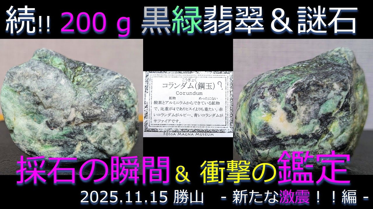 200 g 黒緑翡翠2 発見の瞬間と衝撃の鑑定結果