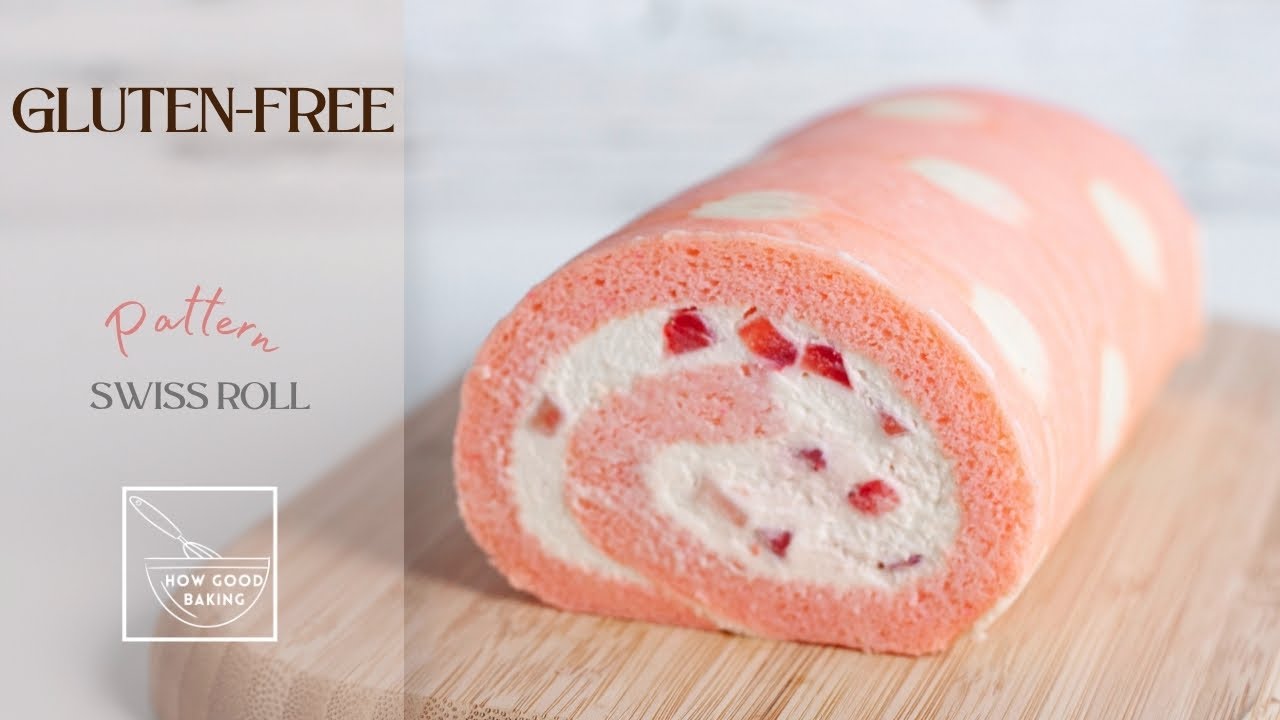 Gluten free Pattern Swiss Roll Cake | Strawberry Chiffon Chantilly Roll Cake