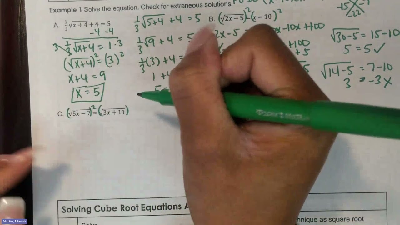 Alg 2 - Solving Radical Equations