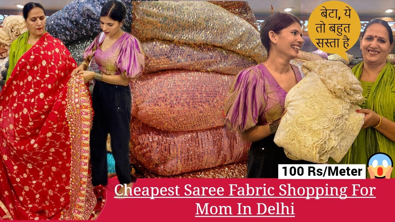Cheapest Designer Fabric Shopping For Mom In Gandhi Nagar Market ₹40 😱|Bollywood Style Sequin Fabric
