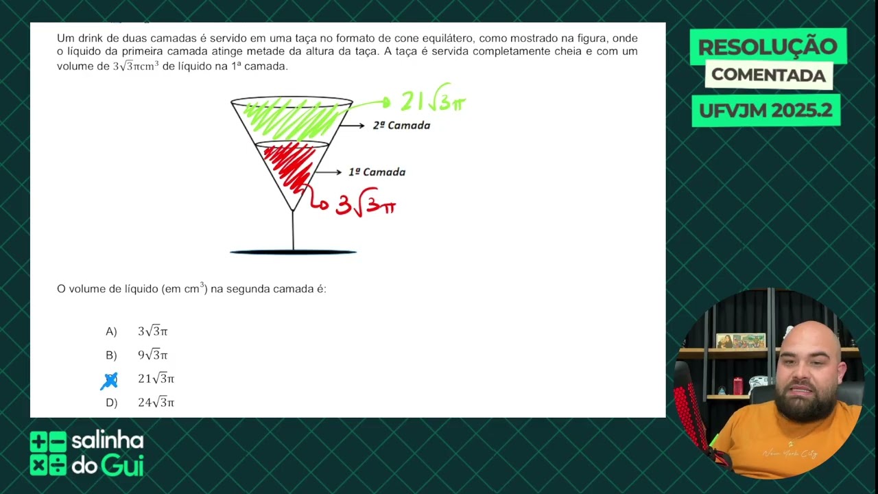 UFVJM 2025 | Quest&atilde;o 18 - Um drink de duas camadas...