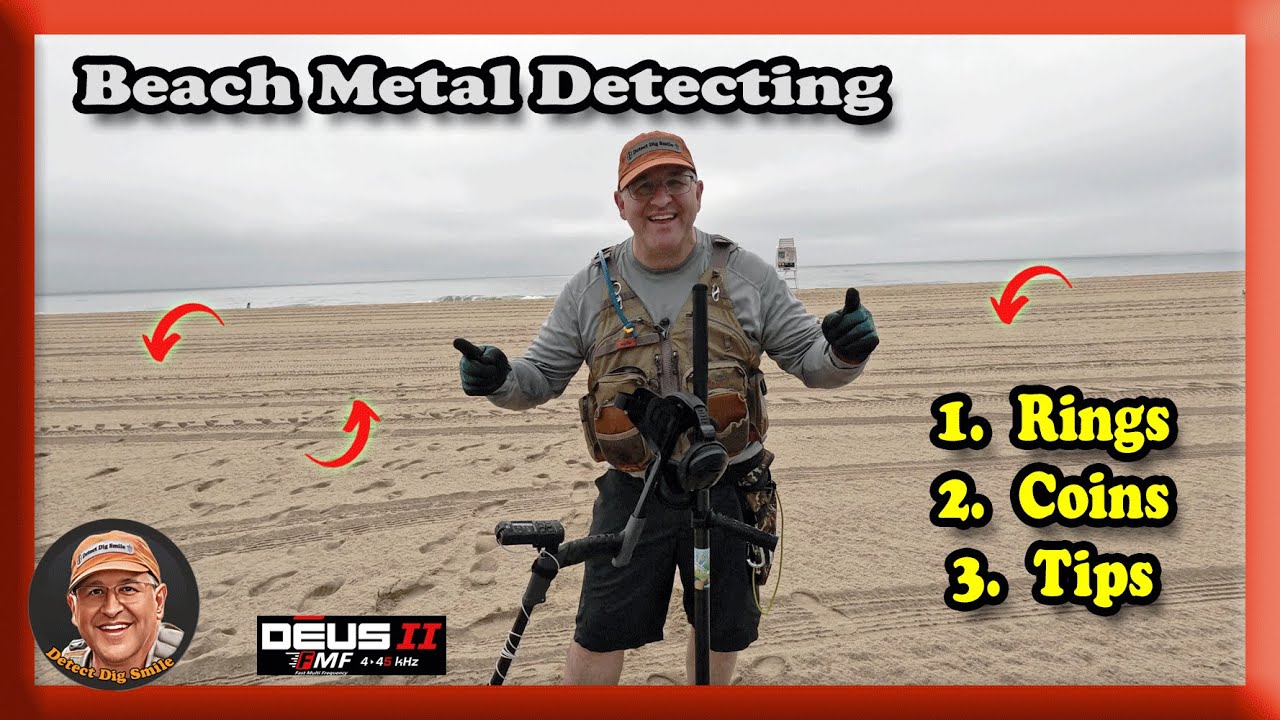 Beach metal detecting, A total of 4 RINGS, New Version XP DEUS 2