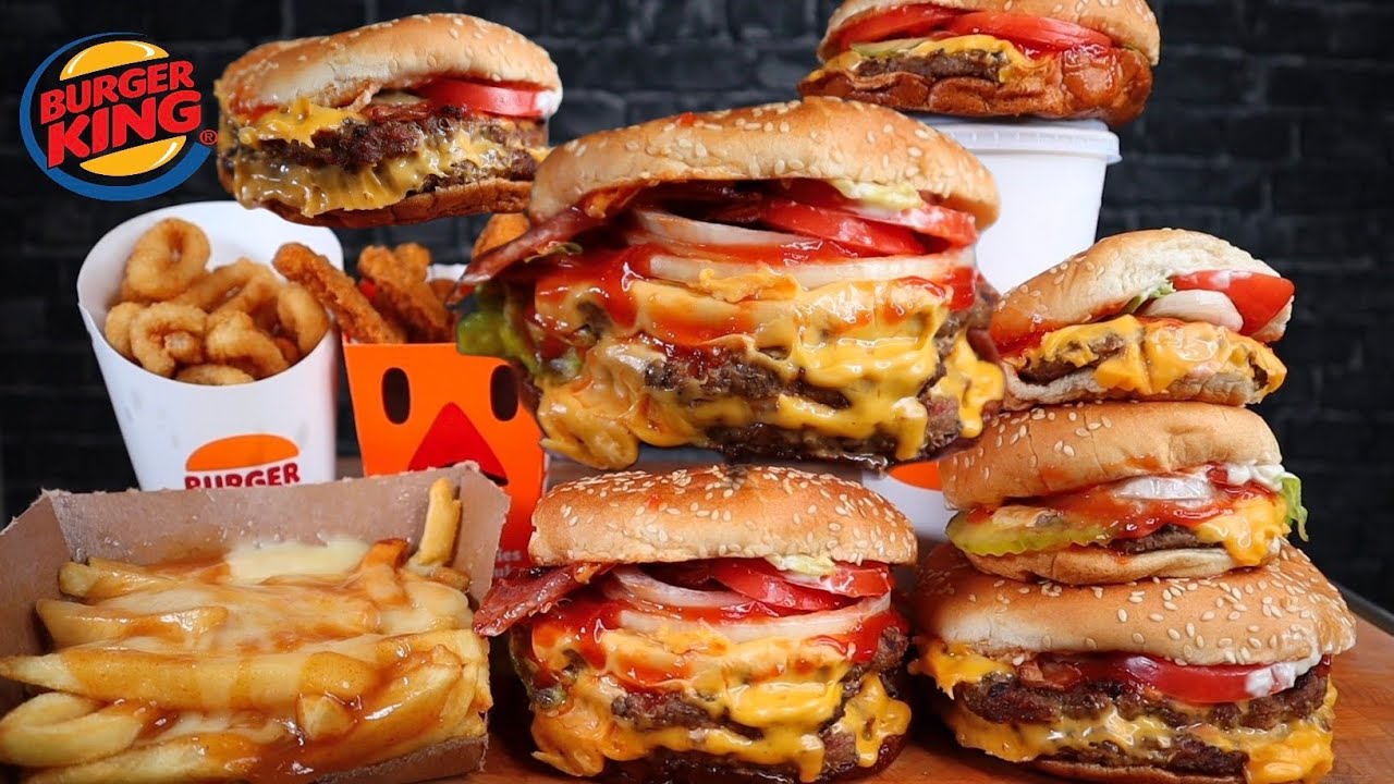 (ASMR NO TALKING) TRIPPLE WHOPPER, DOUBLE WHOPPER, WHOPPER, JR WHOPPERS, CHICKEN FRIES, ONION RINGS