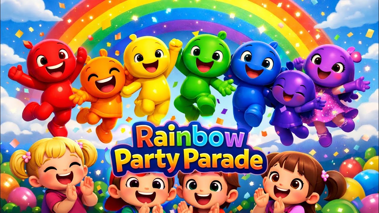 Rainbow Party Parade 🌈 | Color Song for Kids | Fun Learning Rhyme