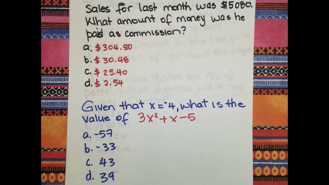 CXC CSEC MATH PAPER 1 PRACTICE