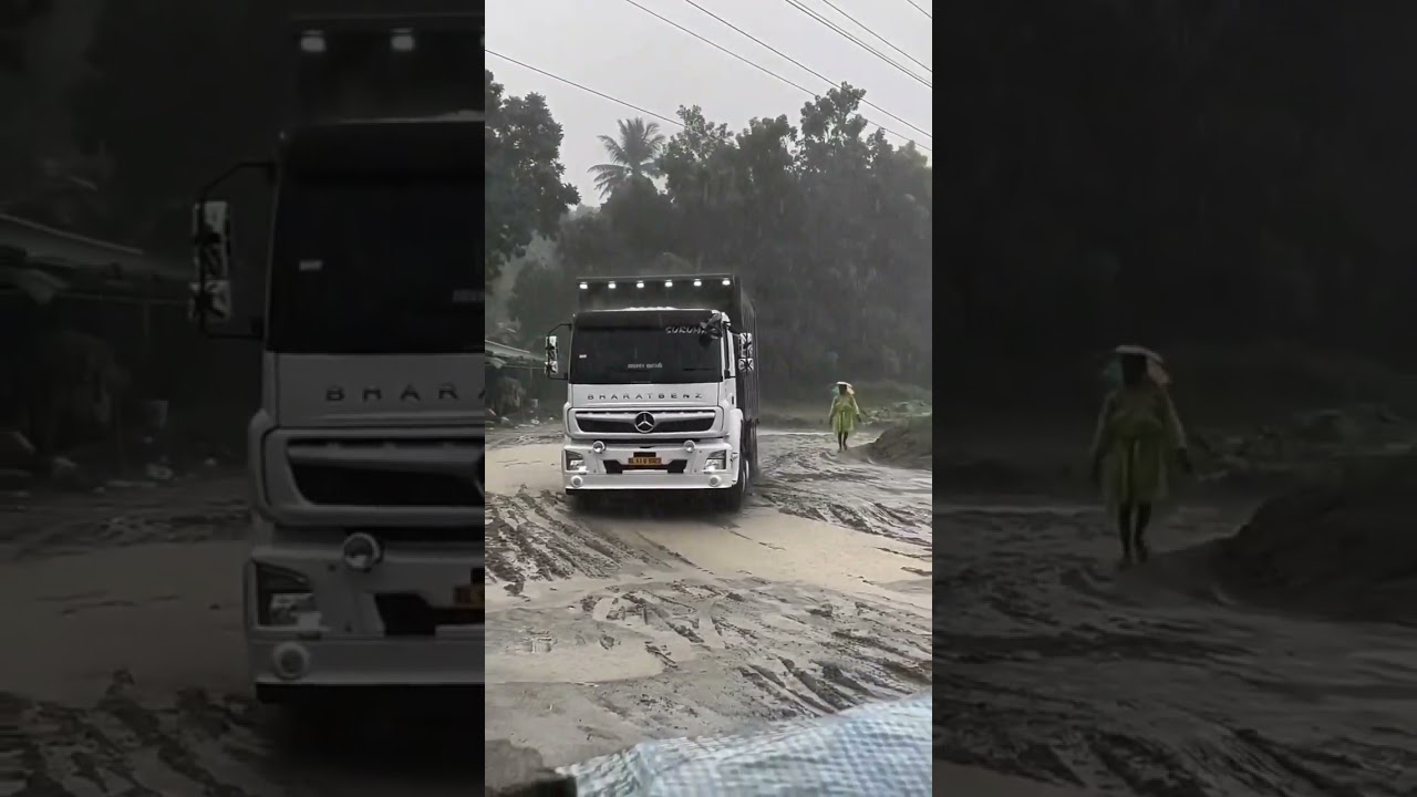 BHARATBENZ 16 WHEELER TRUCK | RAIN #shortsvideo #reels #viral