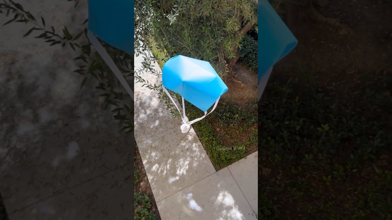 EASY PAPER PARACHUTE ORIGAMI PAPER CRAFT TUTORIAL | DIY PARACHUTE PAPER STEP BY STEP EASY ORIGAMI